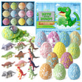 Bath Bombs with Surprise Dinosaur Toys Inside, 12 Pack Organic and Natural Bubble Bath Bombs, Stocking Stuffers for Kids, Bath Bomb Set for
