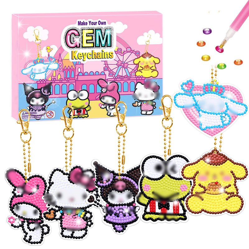 Crafts for Girls 8-12 - 6Pcs Make Your Own GEM Art Keychains - Arts and Crafts for Kids Ages 8-12 - Diamond Art Kits for Kids - 5D Dimond Art