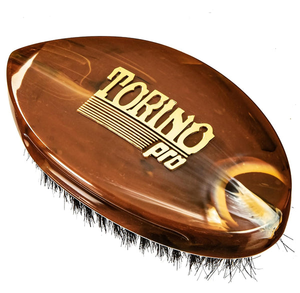 Torino Pro Curved Wave Brush #236- Curve Palm Soft Bristles -100% Pure Boar Bristles - Great for Laying down Your 360 Waves