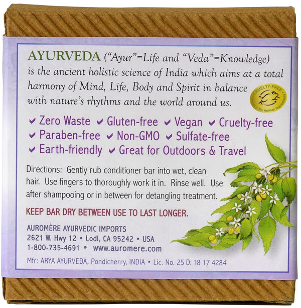 Auromere Ayurvedic Conditioner Bar for All Hair Types â Vegan, Non-Gmo, Deep Moisturizing, Nourishing Herbal Formula with Neem, Zero Waste,