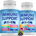 NEW AGE 8 in 1 Immune Support Booster Supplement with Echinacea, Vitamin C and Zinc 50Mg, Vitamin D 5000 IU, Turmeric Curcumin & Ginger, B6,