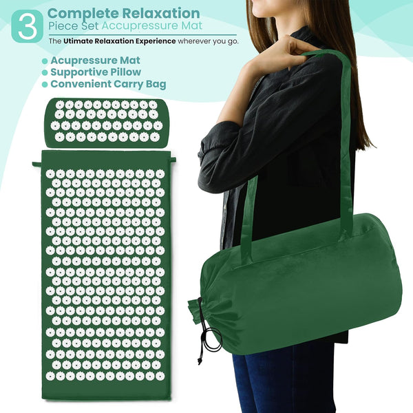Sivan Back and Neck Pain Relief Acupressure Mat and Pillow Set, Chronic Back Pain Treatment - Relieves Your Stress of Lower Upper Back and Sciatic