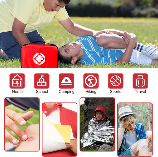 Travel-First Aid-Kit Car-Home 300PCS Survival-Kit Outdoor-Adventure - Small Portable Red Emergency Essential Sets Office Hiking Camping Business