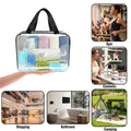 APREUTY Clear Makeup Bags, TSA Approved 3 Pcs Large Cosmetic Makeup Bags Set Clear PVC with Zipper Handle Portable Travel Luggage Pouch Airport