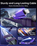 SHEZI 4-In-1 USB C Cable 60W 5FT Lightn-Ing Cable Fast Charging [480Mbps Data Transfer] Flat Nylon Braided Charger Cord Wire Combo with
