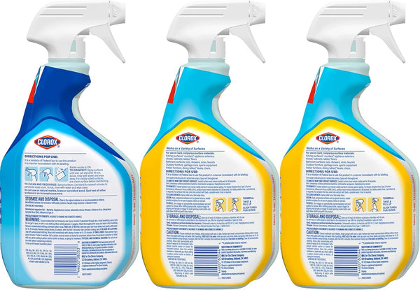 Clorox Disinfecting Multi-Purpose Cleaner Starter Kit, Household Essentials, One Reusable Spray Bottle plus 2 Refills