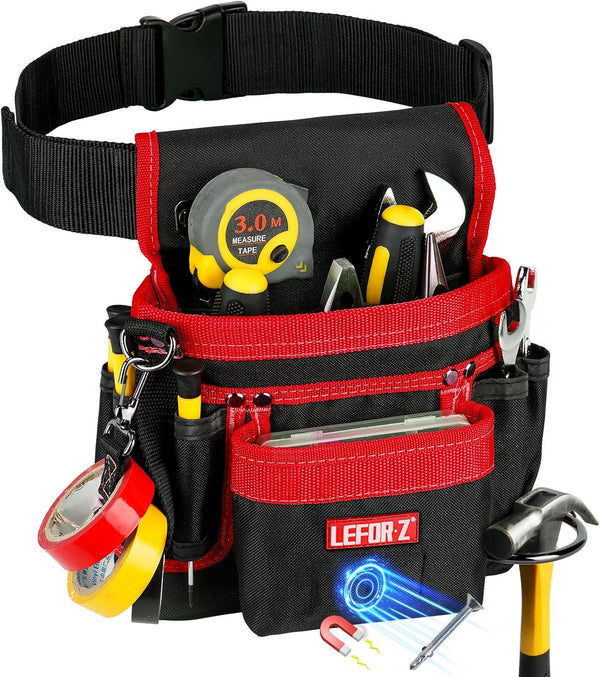 Tool Belt,Magnetic Tool Pouch,14-Pockets Tool Belts for Men,Detachable & Adjustable Tool Pouch Belt for Electrician,Carpenter,Construction,Work
