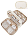 BAGSMART Electronics Organizer Travel Case, Cord Organizer for Women, Travel Cable Bag (Beige) A-Double Layer Beige