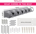 Berry Ave Broom Holder Wall Mount and Garden Tool Organizer, Closet Storage, Kitchen Rack, Home Organization and Garage Organizer for Rake or Mop