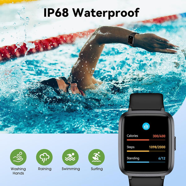 Fitness Tracker Watch with Heart Rate Monitor, Large Screen Activity Tracker with Pedometer, Sleep Monitor, Calories & Step Counter, 5ATM