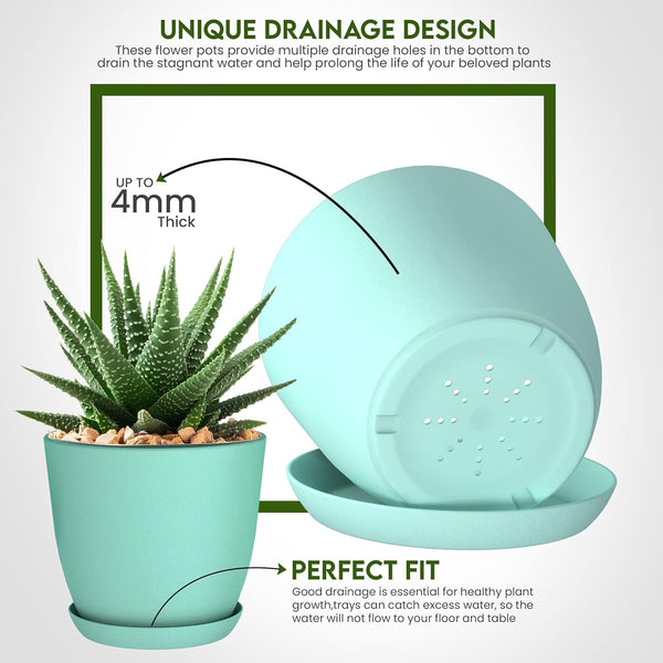 Utopia Home - Plant Pots Indoor with Drainage - 7/6.6/6/5.3/4.8 Inches Home Decor Flower Pots for Indoor Planter - Pack of 5 Plastic Planters for