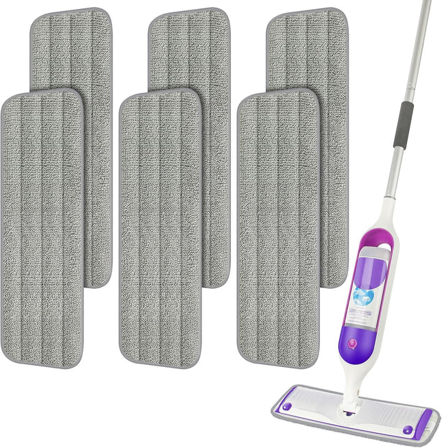 6 Pack Reusable Mop Pads Compatible with Swiffer Powermop, Wood Floor Pads Microfiber Mop Replacement Refills Machine Wa