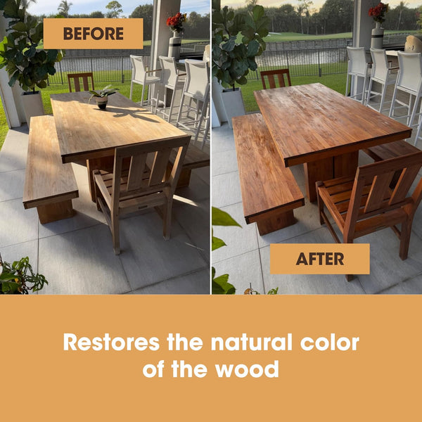 Furniture Clinic Teak Oil | Wood Oil Protects & Cleans Outdoor & Indoor Furniture, Boats, Shower Benches | Restore & Protect Wood, Prevent Drying