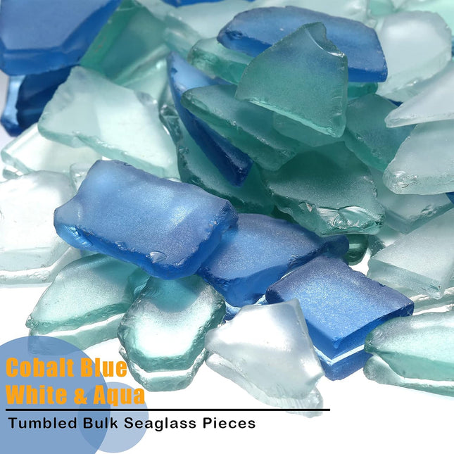 Jetec Sea Glass for Crafts Seaglass Pieces Decor Flat Frosted Sea Glass Vase Filler Crushed for Beach Wedding Party Deco