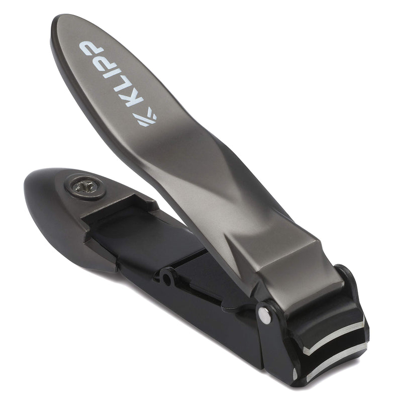 Nail Clippers for Men with Catcher - KLIPP Heavy Duty Razor-Sharp Self-Collecting Nail Cutter, Ergonomic Lever for Fingernails & Toenails, Ideal