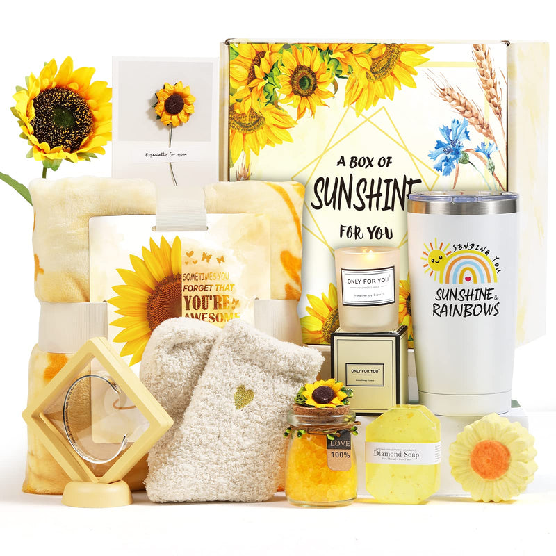 Gifts for Women, Sending Sunflower Gifts for Mom, 10 Pcs Spa Gifts for Women, Birthday Gift Sets, Gifts for Her, Unique Holiday Gift Basket for