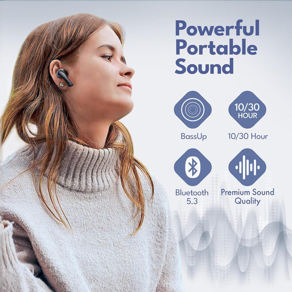 True Wireless Earbuds with Charging Case - Designed and Engineered in the USA - Ipx4 Water Resistant Bluetooth Earbuds Compatible with Apple and
