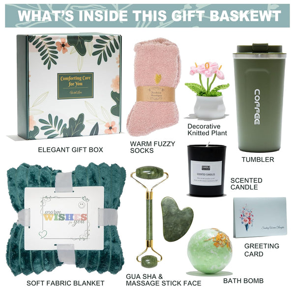 Self Care Gifts for Women Get Well Soon Gift Basket, Birthday Gifts for Women, Care Package for Her, Thinking of You Gift, Relaxing Spa, Thinking