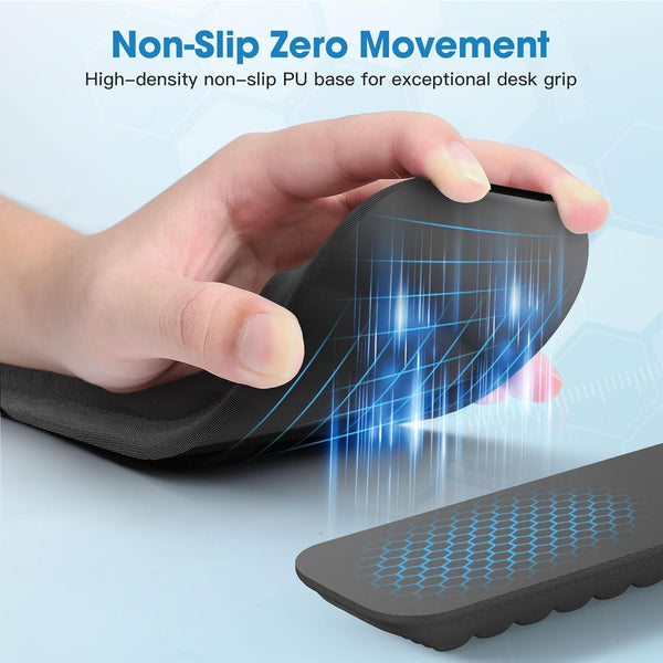 MEKASS Ergonomic Wrist Rest for Keyboard and Mouse, Soft Memory Foam Keyboard Wrist Rest Set with Non-Slip Silicone Base, Easy Typing, Pain