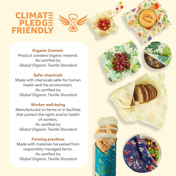 Bee'S Wrap Beeswax Wraps for Food - Honeycomb Bread Wrap - Made in USA Reusable Bread Storage Bags - Organic & Eco-Friendly Alternative to