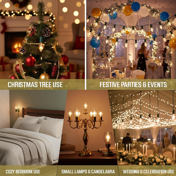 Iconikal 24-Count C7 Night Light Candelabra Bulbs 5-Watt, Clear for Lamps Nightlights Lanterns String Lights