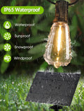 48FT Solar String Lights Outdoor with Remote, Waterproof Dimmable Patio Lights with 18+1 LED ST38 Bulbs 3 Modes Hanging Lighting for Backyard
