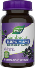 NatureâS Way Sambucus Sleep + Immune* Elderberry Gummies, Sleep and Immune Support*, with Melatonin, Vitamin C, L-Theanine, Zinc, 50 Gummies
