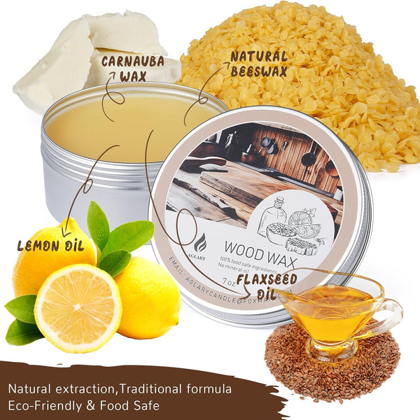 7Oz Beeswax for Cutting Boards, Wood Butter Cutting Board Wax - Natural Wood Conditioner,Food Grade Wood Wax for Butcher Blocks and Wooden
