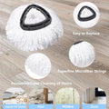 Wa.Ie Jiemimicrofiber Spin Mop Refills Head Compatible for Easywring 1-Tank System,1 Mop Scrub Brush + 1 Mop Base + 4 Pack Cleaning Floor Mop Head