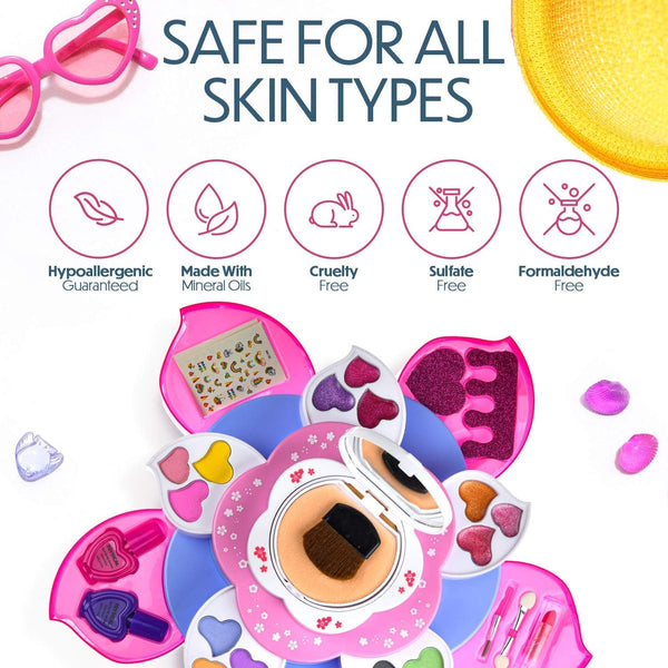 Toysical Makeup Kit for Teens - Flower Palette Gift Set for Teen Girls and Women - Makeup for Girls 10-12 - Petals Expand to 3 Tiers - Variety