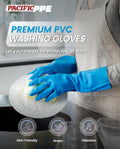 PACIFIC PPE 2 Pairs Reusable Dishwashing Cleaning Gloves, Household, Kitchen, Cotton Liner, Blue, Small