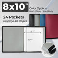 Dunwell Photo Album 8X10 (Silver) with Black Mounting Paper, 8 X 10 Photo & Art Portfolio Presentation Book, 24 Sleeves, Displays 48 Pages,