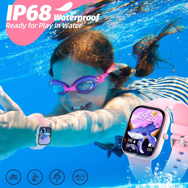 Fitness Tracker Watch for Kids, IP68 Waterproof Kids Smart Watch with 1.5" DIY Dials 19 Sport Modes, Pedometers, Heart Rate, Sleep Monitor, Great