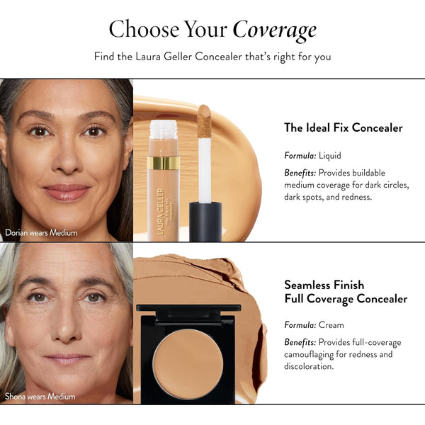 LAURA GELLER NEW YORK the Ideal Fix Concealer - Tan - Buildable Medium to Full Coverage Liquid Concealer - Covers under Eye Dark Circles &