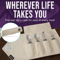 BUNMO Utensils for Elderly, Arthritis, Weak Hand Grip, Tremors & Handicapped - Convenient Travel Pouch - 2.6Oz Lightweight - Stainless Steel - Eat