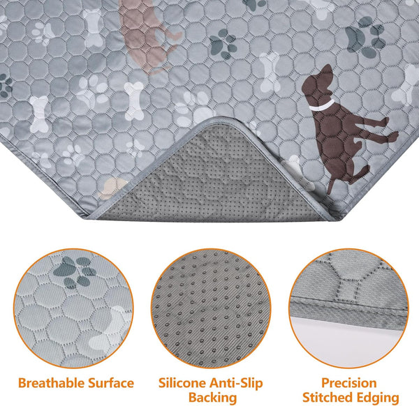 Mozin Washable Pee Pads for Dogs, 2 Pack Super Absorbent Dog Training Pads Leakproof Non-Slip Reusable Puppy Pads, Waterproof Whelping Pad for