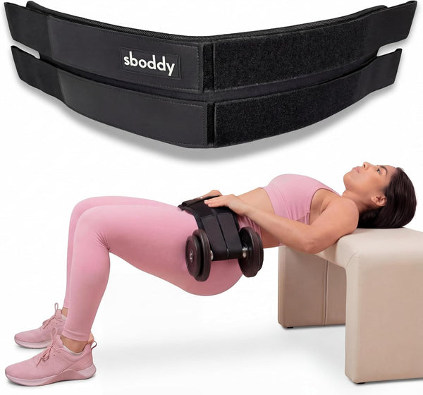 Hip Thrust Belt for Dumbbells Heavy, Kettlebells, Plates, Hip Thrust Band for Women/Men, Double Hook & Loop Booty Builder, Glute Workout Equipment