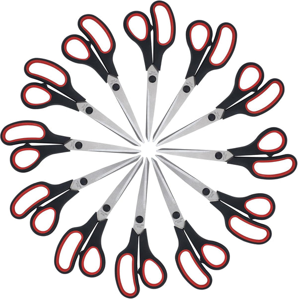 Lichamp 8.5â Scissors, 12-Pack Multipurpose Sharp Scissor, Comfort Grip Handles Household for Office, School, Home and Arts