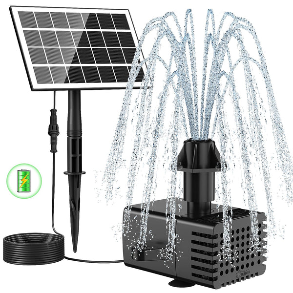 Solar Fountain Kit Works in Shade Glass,3.5W Solar Water Pump with 2000Mah Battery, Solar Bird Bath Fountain with Sucker and Stake for Garden,