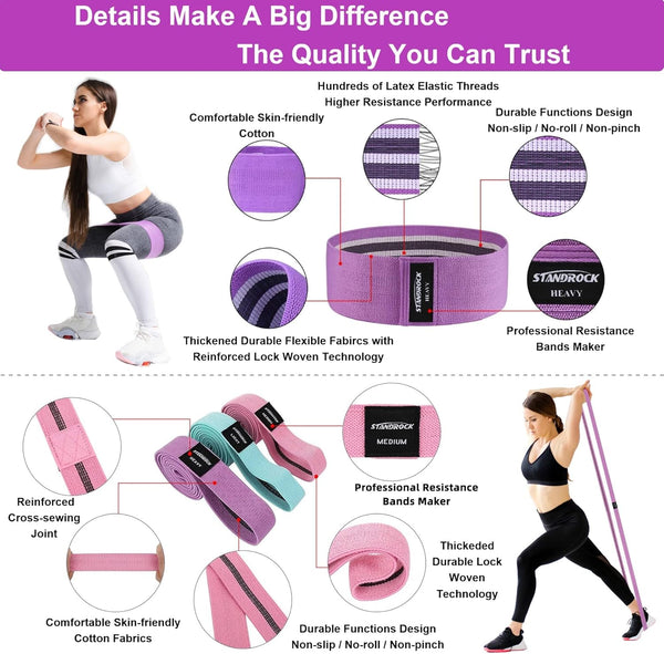 Fabric Resistance Bands for Working Out, 3 and 4 Levels Booty Bands Long Resistance Bands for Women and Men | Elastic Bands for Exercise Bands