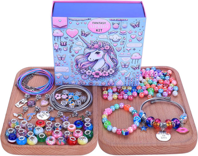 AIPRIDY 208 Pieces Charm Bracelet Making Kit,Unicorn Mermaid Crafts Gifts Set Can Inspires Imagination and Creativity,Je