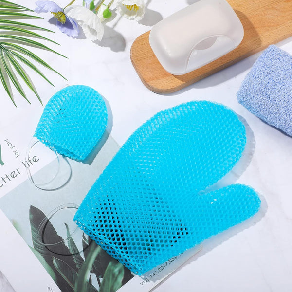 Karenhi 2 Pcs Honeycomb Exfoliating Glove Set Exfoliating Bath Mitt Honeycomb Face and Body Scrubber Shower Mitt for Cleaning Body Shower Face