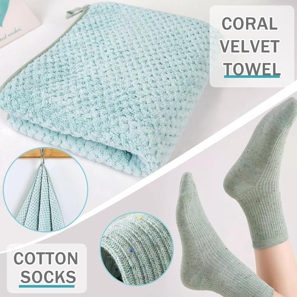 Birthday Gifts for Women, Mother'S Day Gift Basket, Ocean Relaxing Spa Gifts Basket Care Package / Luxury Coral Towel, Unique Self Care Gifts Get