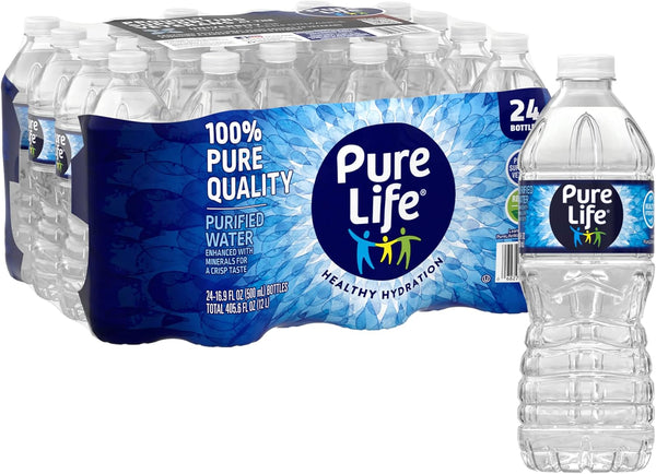 Nestle - Pure Life Purified Bottled Water, 16.9 Oz., 16.9 Fl Oz (Case of 24)