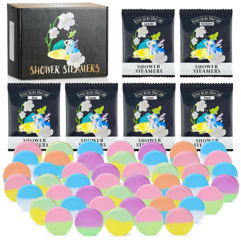 48Pcs Aromatherapy Shower Steamers - Relaxation Birthday Christmas Set for Women and Men, Shower Bombs Tablets for Stress Relief and Self Care,