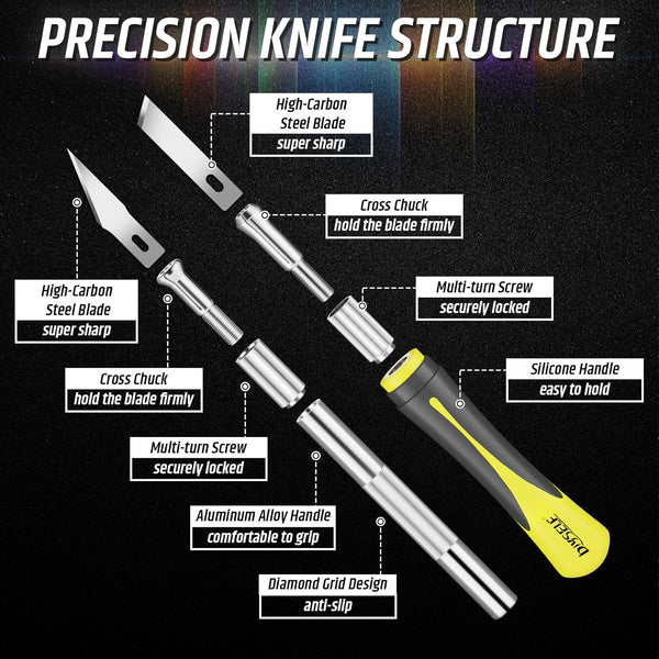 DIYSELF 16-Piece Craft Knife Set, Exacto Knife Set, 3-Piece Hobby Knife with 10-Piece Exacto Knife Blades, Precision Art Knife for Pumpkin