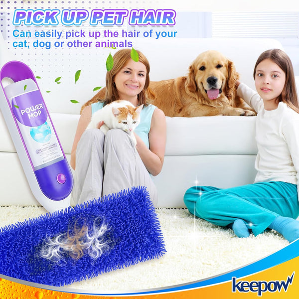 KEEPOW Power Mop Refill Pads for Swiffer, Power Mop Pads for Swiffer Power Mop Wood Floor Cleaning, Microfiber Power Mop Reusable Pads for