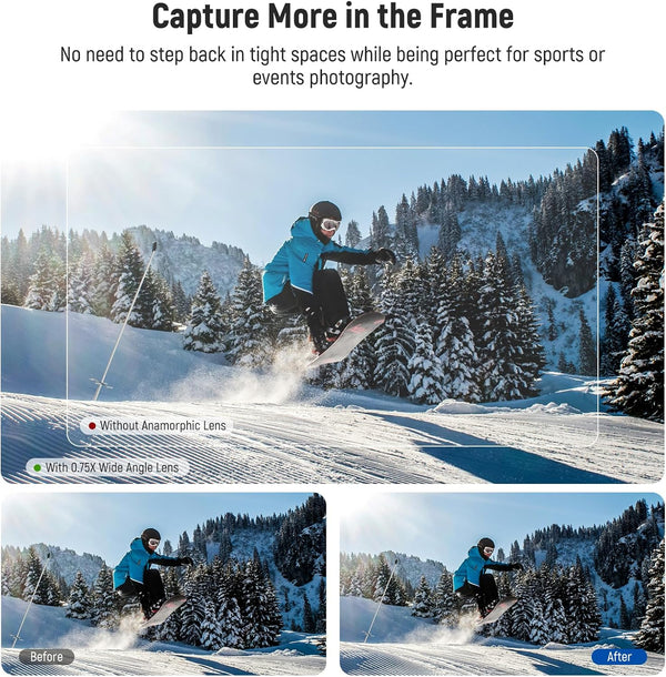 NEEWER 0.75X Wide Angle Lens Compatible with DJI OSMO Pocket 3 Creator Combo Accessories, Expanded FOV of 108Â°, Magnetic Coated Aspherical Action