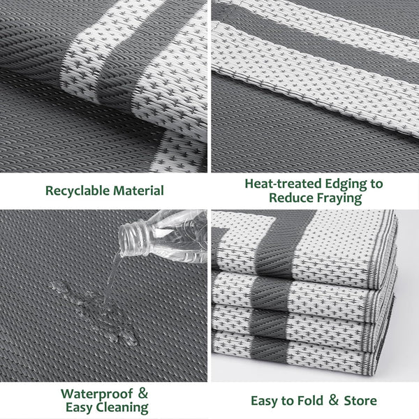 Happytrends Outdoor Rug Reversible Portable Plastic Straw Camping Rugs for outside Rv,Large Waterproof Outdoor Area Rugs for