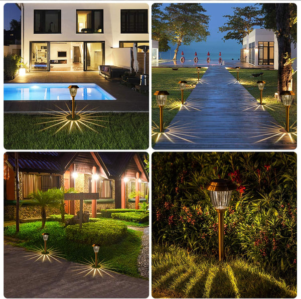 Solar Lights Outdoor - 8 Pack Copper Garden Walkway Lights Solar Powered Waterproof for Garden, Lawn, Yard, Pathway Brown